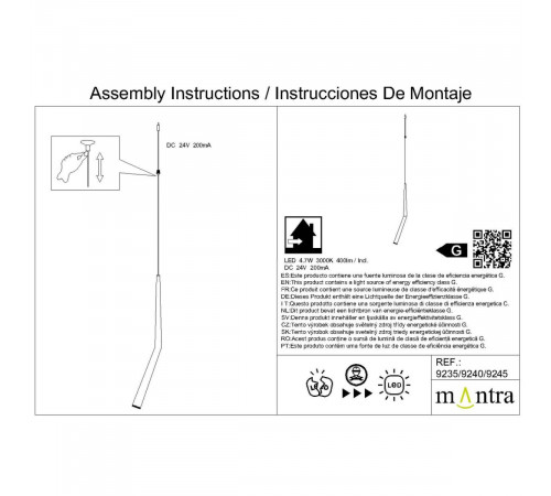 Подвесной модульный светильник без основания Mantra Boomerang 9240