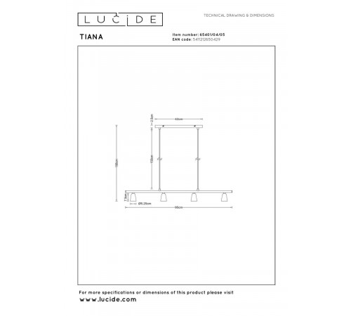Подвесной светильник Lucide Tiana 65401/04/05