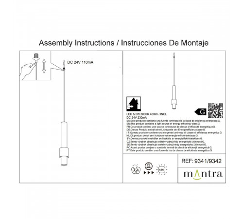 Подвесной модульный светильник без основания Mantra Clifton 9341