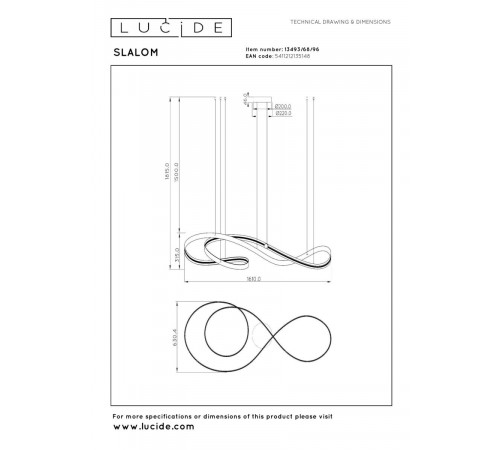 Подвесной светильник Lucide Slalom 13493/68/96