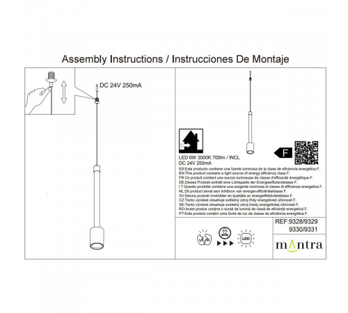 Подвесной модульный светильник без основания Mantra Fugaz 9331