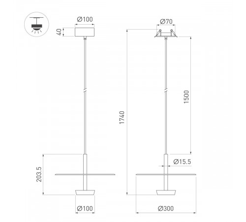 Подвесной светильник Arlight  SP-CAMPANA-HANG-D300-9W Warm3000 (BK, 130 deg, 230V) (IP20 Металл) 059595