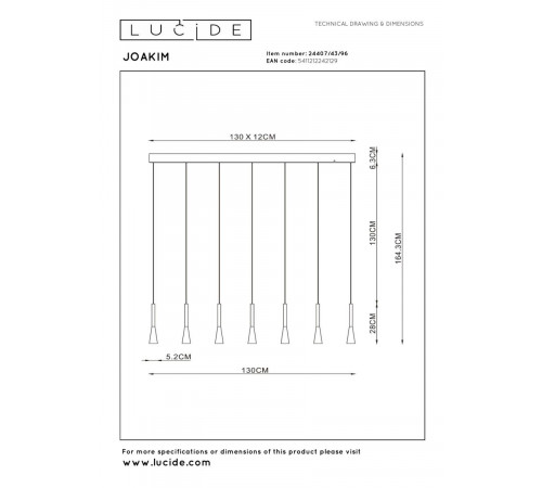 Подвесной светильник Lucide Joakim 24407/43/96