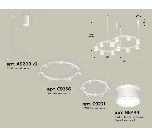Комплект подвесного светильника Ambrella Light Techno Ring XR92081001 (A9208x2, C9236, C9231, N8444) Комплект подвесного светильника Ambrella Light Techno Ring XR92081001 (A9208x2, C9236, C9231, N8444)
