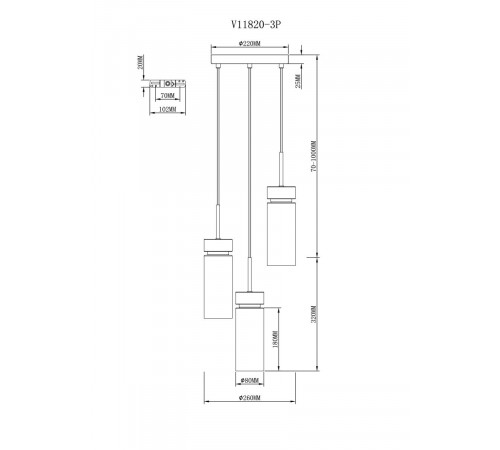 Подвесной светильник Moderli Almero V11820-3P