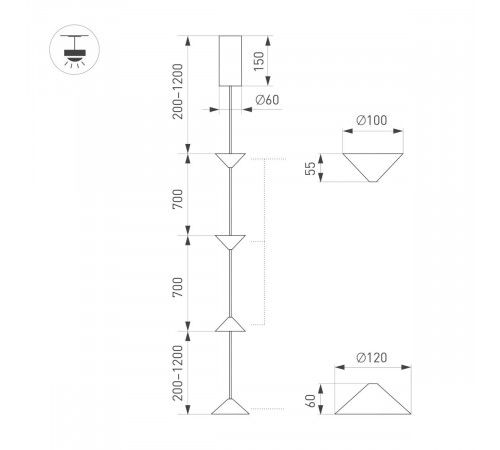 Подвесной Светильник Arlight SP-CALICE-SURFACE-R120-12W Warm2700 (BK, 110 deg, 230V) (IP20 Металл) 057772
