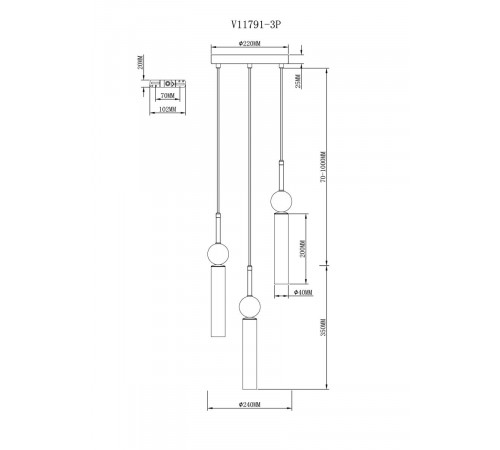 Подвесной светильник Moderli Illis V11791-3P