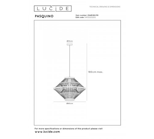 Подвесной светильник Lucide Pasquino 21445/60/30