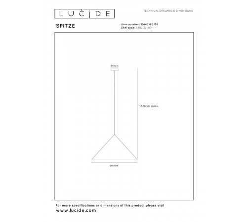 Подвесной светильник Lucide Spitze 21440/60/36
