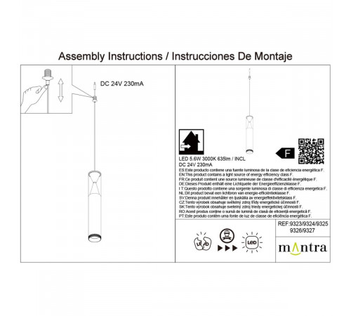 Подвесной модульный светильник без основания Mantra Spark 9324