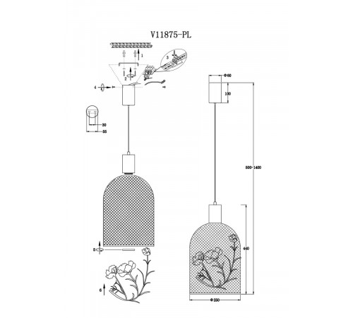 Подвесной светильник Moderli Ophelia V11875-PL