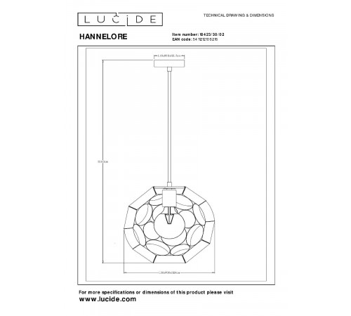 Подвесной светильник Lucide Hannelore 10423/30/02 Подвесной светильник Lucide Hannelore 10423/30/02