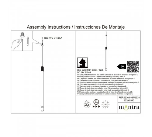 Подвесной модульный светильник без основания Mantra Moana 9340