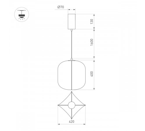 Подвесной светильник Arlight SP-SETA-HANG-L400х420-9W Warm2700 (WH, 320 deg, 230V) (IP20, Натуральный шелк) 061915