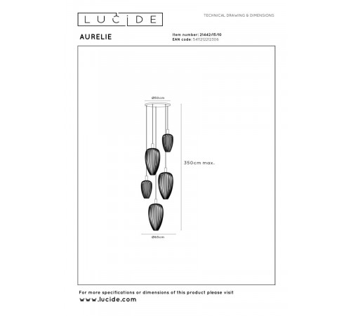 Подвесной светильник Lucide Aurelie 21442/15/10