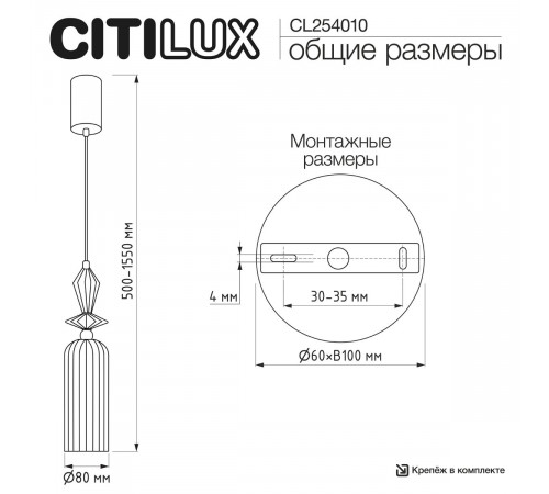 Подвесной светильник Citilux Fernet CL254010