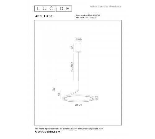 Подвесной светильник Lucide Applause 23400/60/96