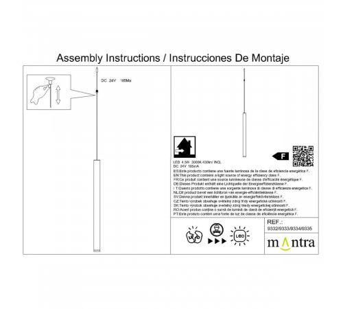Подвесной модульный светильник без основания Mantra Cala 9333