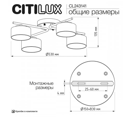 Потолочная люстра Citilux Espace CL243141