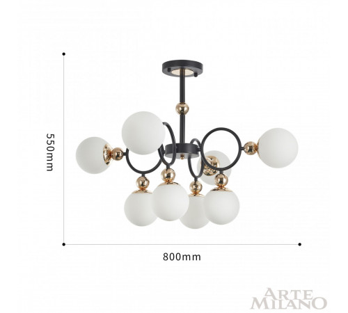 Потолочная люстра Arte Milano Neapolis 274307/8 BK/GD