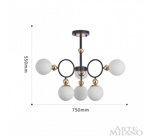 Потолочная люстра Arte Milano Neapolis 274307/6 BK/GD