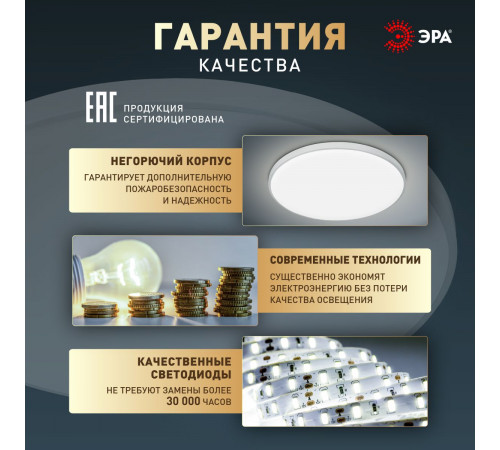 Потолочный светильник Эра Классик без ДУ SPB-6 WH 36W-5K Slim Base