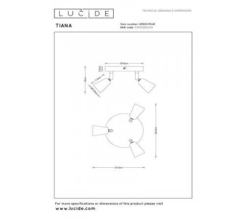Потолочный светильник Lucide Tiana 65901/13/41