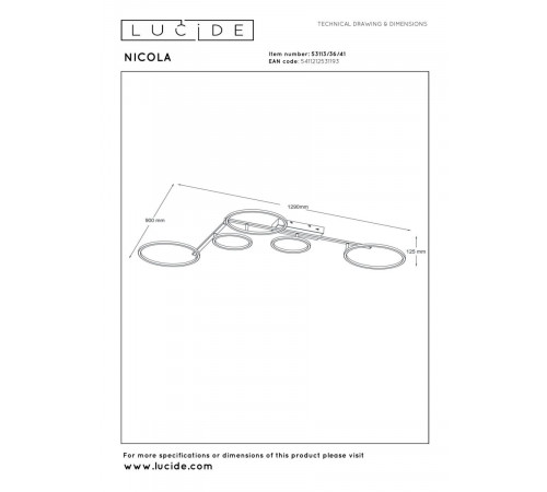 Потолочный светильник Lucide Nicola 53113/36/41