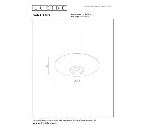 Потолочный светильник Lucide Santiago 23101/12/62