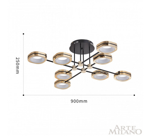 Потолочный светильник Arte Milano Ferrara 277999/8 BK/GD