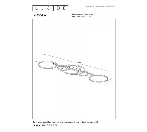 Потолочный светильник Lucide Nicola 53112/36/41