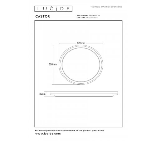 Потолочный светильник Lucide Castor 07120/22/30