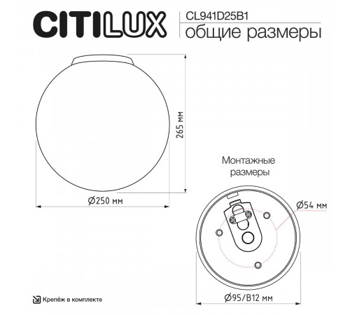 Потолочный светильник Citilux Ron CL941D25B1