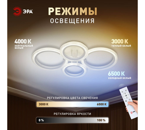 Потолочный светильник Эра Модерн Ring CLL-1-59W 3K-6,5K RC WH