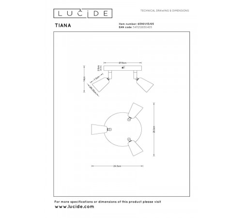Потолочный светильник Lucide Tiana 65901/13/05