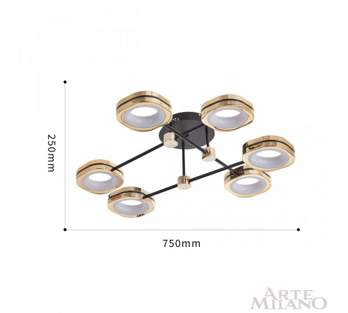Потолочный светильник Arte Milano Ferrara 277999/6 BK/GD