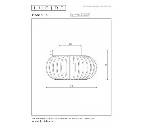 Потолочный светильник Lucide Manuela 81901/25/31