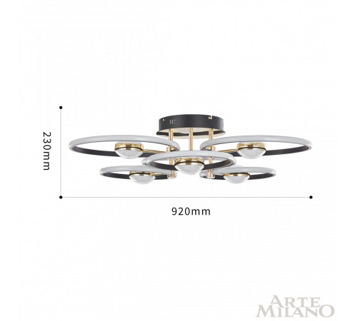 Потолочный светильник Arte Milano Ferrara 276140/6+6 BK/GD