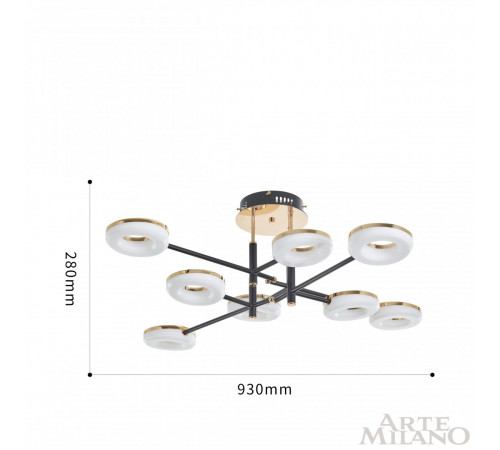 Потолочная светильник Arte Milano Ferrara 272999/8 BK/GD