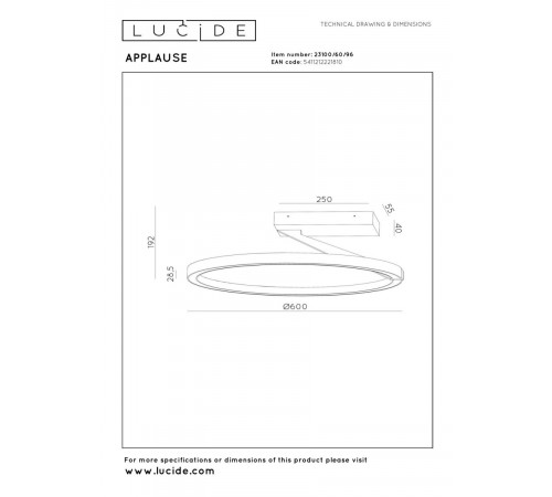 Потолочный светильник Lucide Applause 23100/60/96