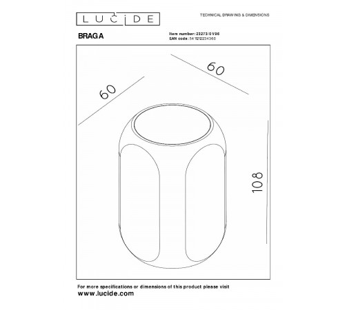 Потолочный светильник Lucide Braga 23273/01/96 Потолочный светильник Lucide Braga 23273/01/96