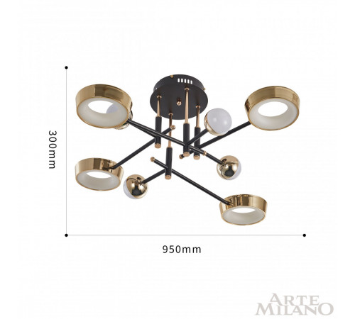 Потолочный светильник Arte Milano Ferrara 273299/8 BK/GD