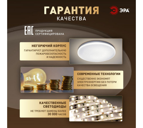 Потолочный светильник Эра Классик без ДУ SPB-6 WH 24W-4K Slim Night SKY