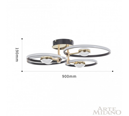 Потолочный светильник Arte Milano Ferrara 276140/4+4 BK/GD