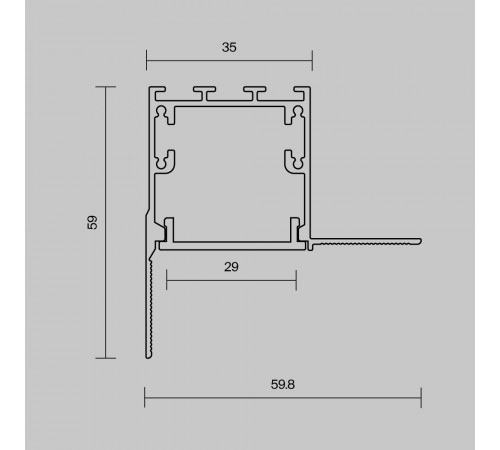 Алюминиевый профиль встраиваемый скрытого монтажа 59x59 Maytoni Led Strip ALM-5959-S-2M 636014 Алюминиевый профиль встраиваемый скрытого монтажа 59x59 Maytoni Led Strip ALM-5959-S-2M 636014