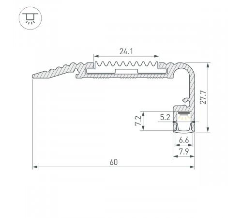 Профиль Arlight STAIR-W60-2000 ANOD BLACK (Алюминий) 060867