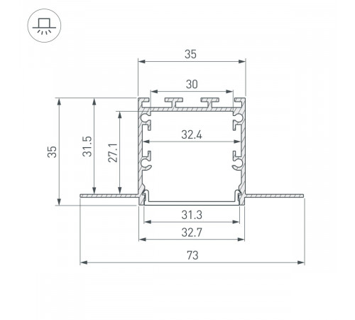 Профиль Arlight LINIA32-FANTOM-2000 ANOD (Алюминий) 049950(1)