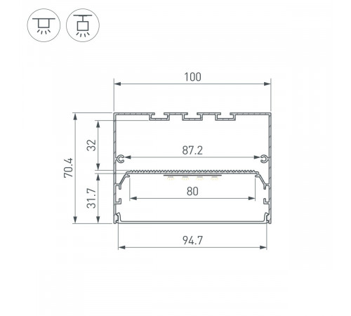 Профиль Arlight POWER-W100H70-2000 BLACK (Алюминий) 056214