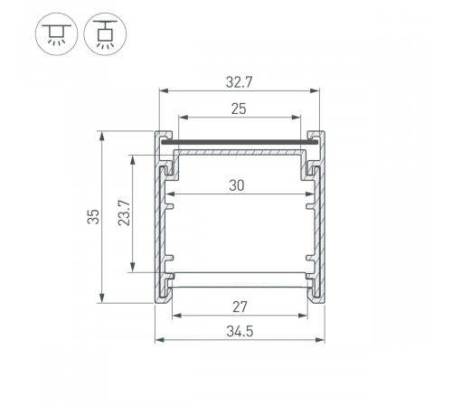 Профиль Arlight LINE-3535-BENT-SIDE-2000 ANOD 055738 Профиль Arlight LINE-3535-BENT-SIDE-2000 ANOD 055738