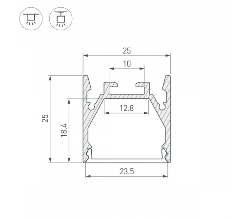 Профиль Arlight LINE-2525-2000 ANOD (Алюминий) 053804